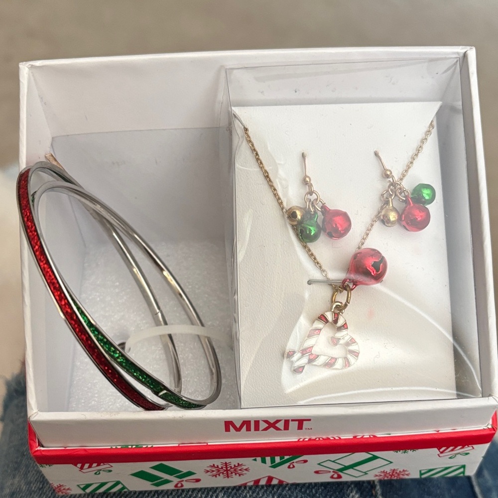 Mixit Holiday Jewelry Set with Red and Green Accents